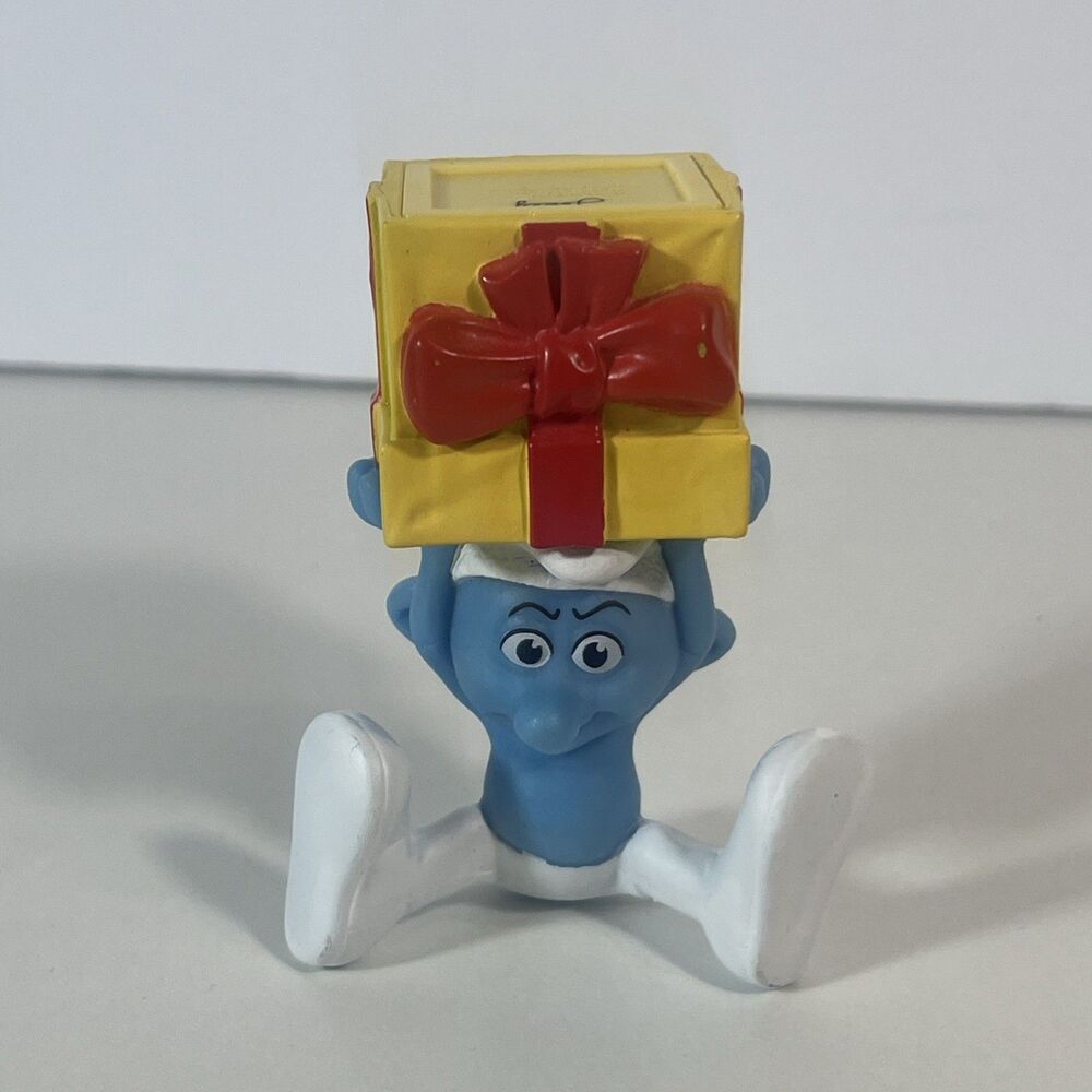 Smurfs Jokey Smurf on Gift Box 3 1/2" McDonald's Movie Action Figure 2011